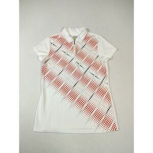 Izod Top Women's SP White Cool FX Perform Golf Geometric Athletic Athleisure‎